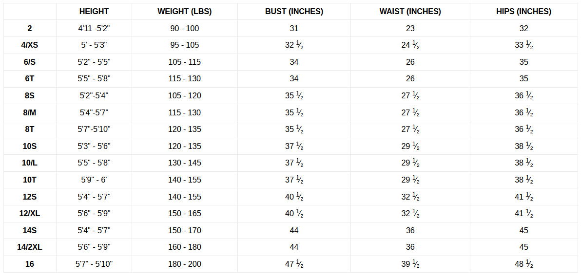 Xcel Womens Wetsuits 20 Womens Size Chart