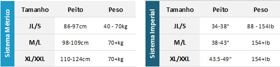 Musto BA 19 0 Gráfico do tamanho