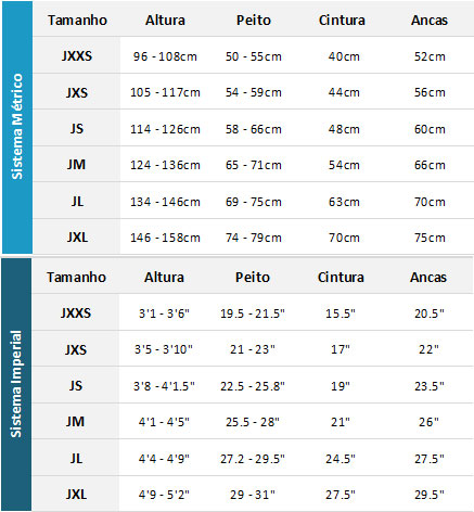 Saltskin Junior Wetsuits 19 0 Gráfico do tamanho