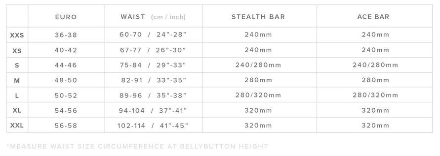 Mystic Mens Harness 22 0 Gráfico do tamanho